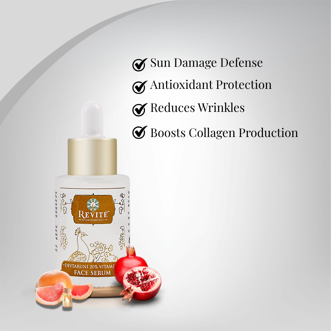 Devtaruni 20% Vitamin Face Serum | Kakadu Plum, Rosehip & Grape Fruit Extract | Gluthathione | 30ml
