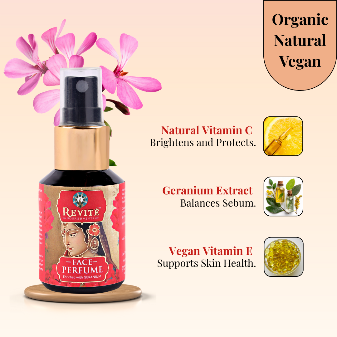 Geranium Face Perfume | Geranium Extract, Vegan Vitamin E | 30ml