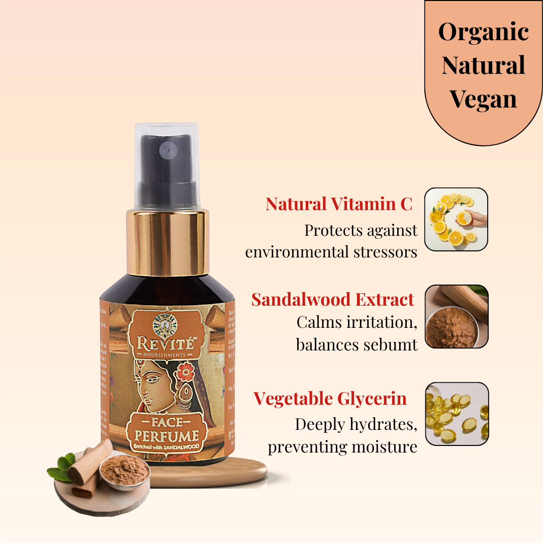Sandalwood Face Perfume | Sandalwood Extract, Vegan Vit E & Natural Vit C | 30ml