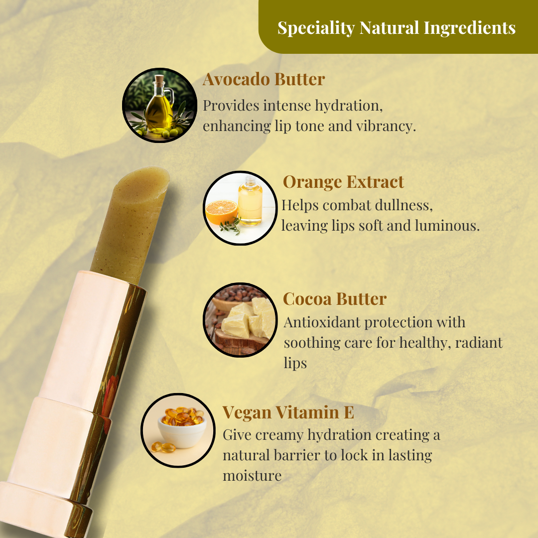 Narangam Orange Lip Scrub | Avocado Butter, Vegan Vit E and Orange Extract