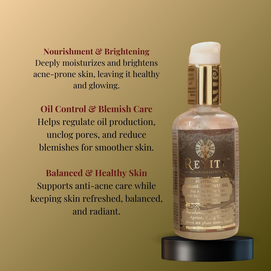 Shower Gel Pavitravat Reliable | For Acne-Prone Skin | No Sulfate, No Paraben, No Perfume | 200 ml