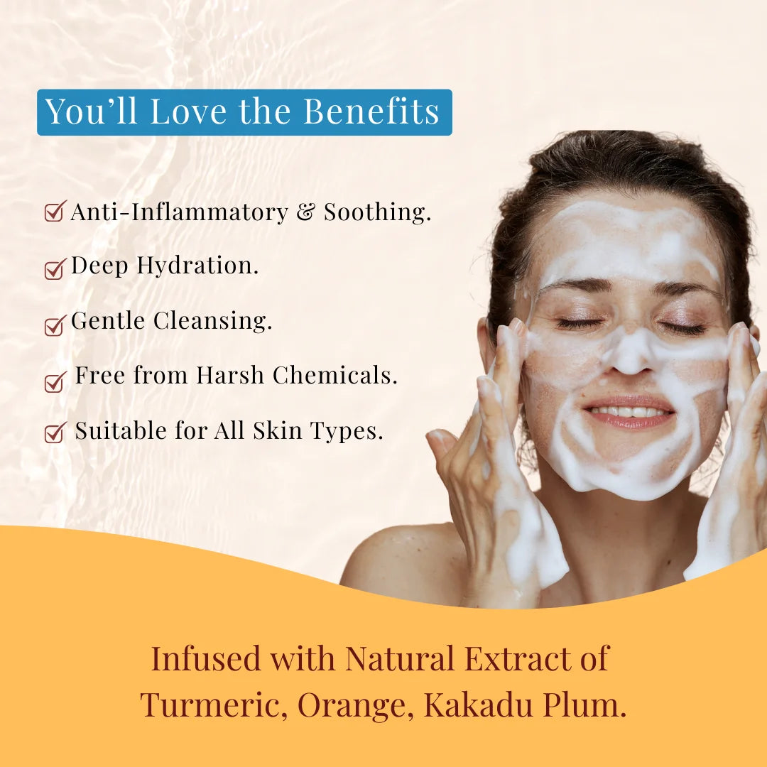 Ardayati Vitamin C Face Wash | Turmeric, Orange & Kakdu Plum | Eco-Cert Surfactants and Foaming Agents | 100ml