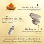 Brazillian Gold Clay Face Pack | Eco-Certified Brazillian Gold Clay | Eco-Cert Hyaluronic Acid | Turmeric, Sandalwood, Rose Extract | 50gm