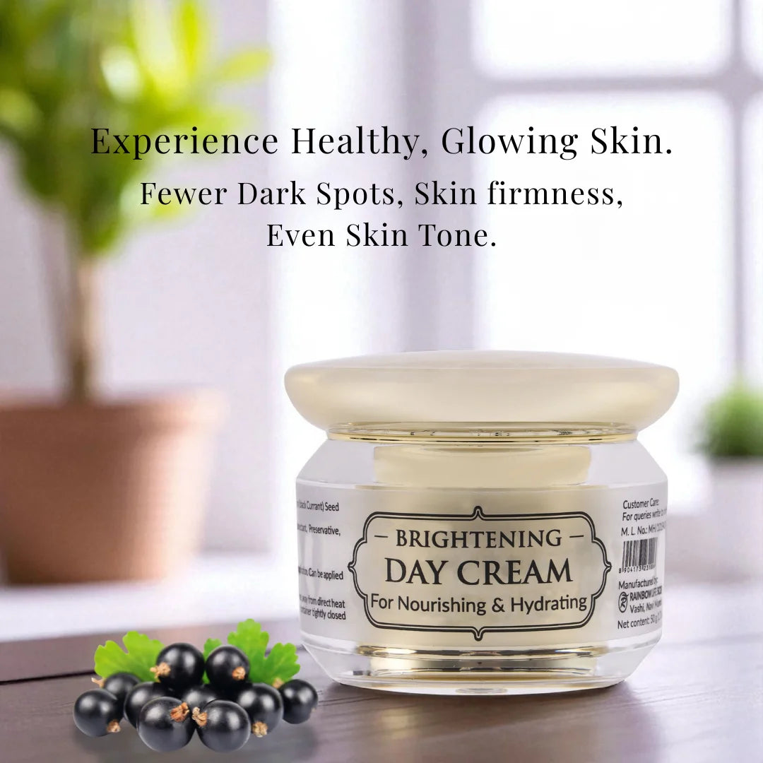 Brightening Day Cream | Eco Certified Black Currant Seed Oil, Ginseng Root Extract | 50gm