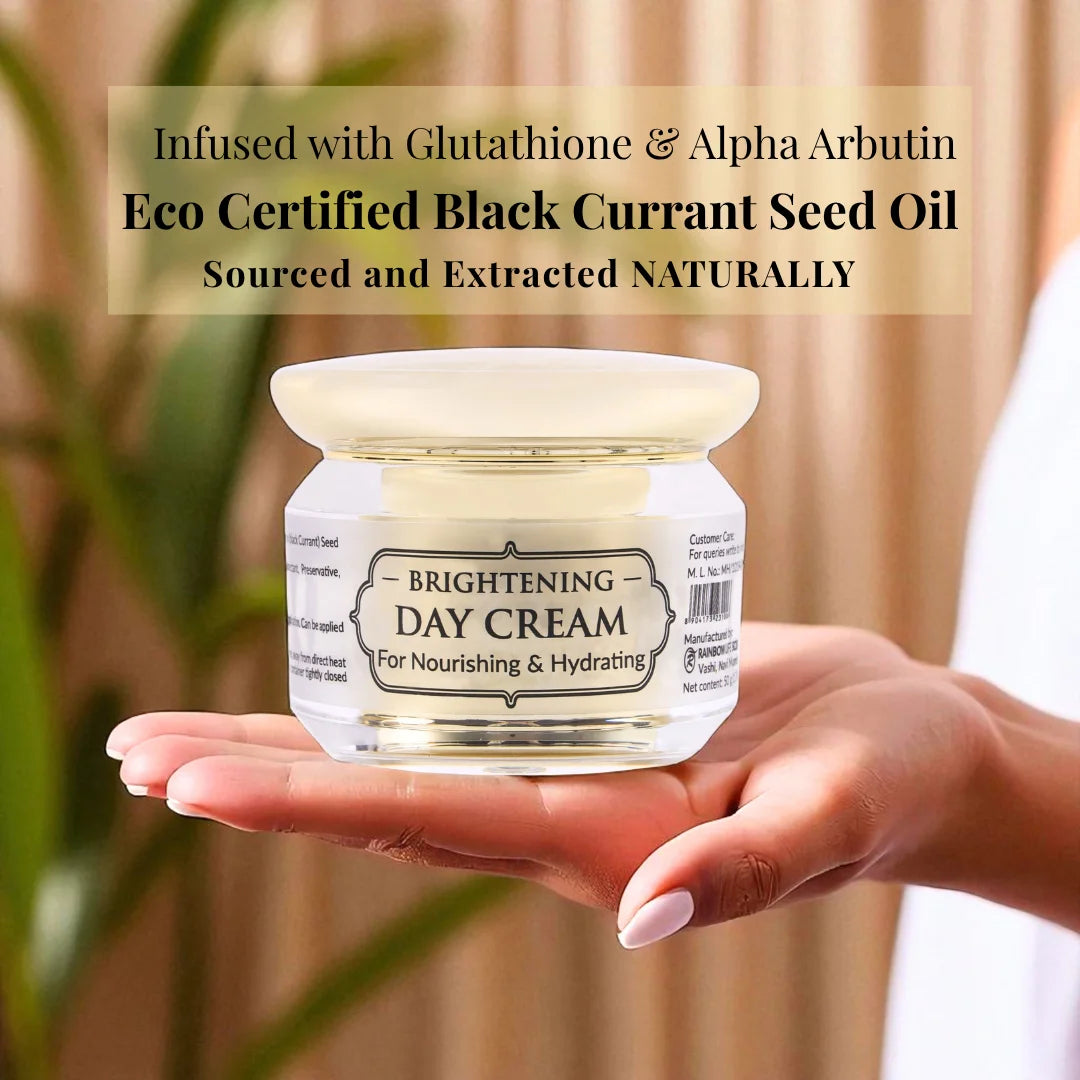 Brightening Day Cream | Eco Certified Black Currant Seed Oil, Ginseng Root Extract | 50gm