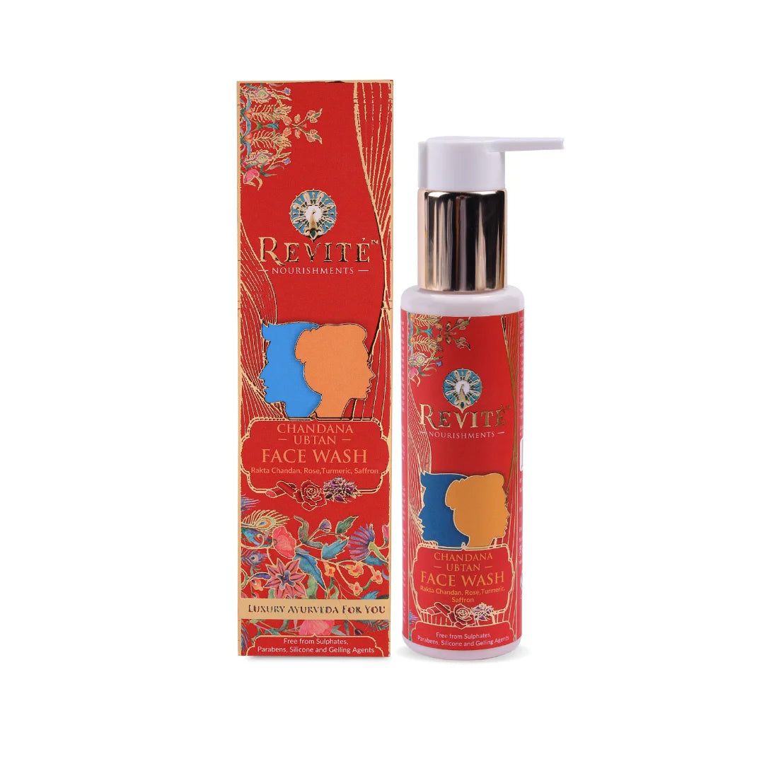 Chandana Ubtan Face Wash | Rakta Chandan, Rose,Turmeric, Saffron | Eco-Cert Surfactant and Foaming Agents | 100ml