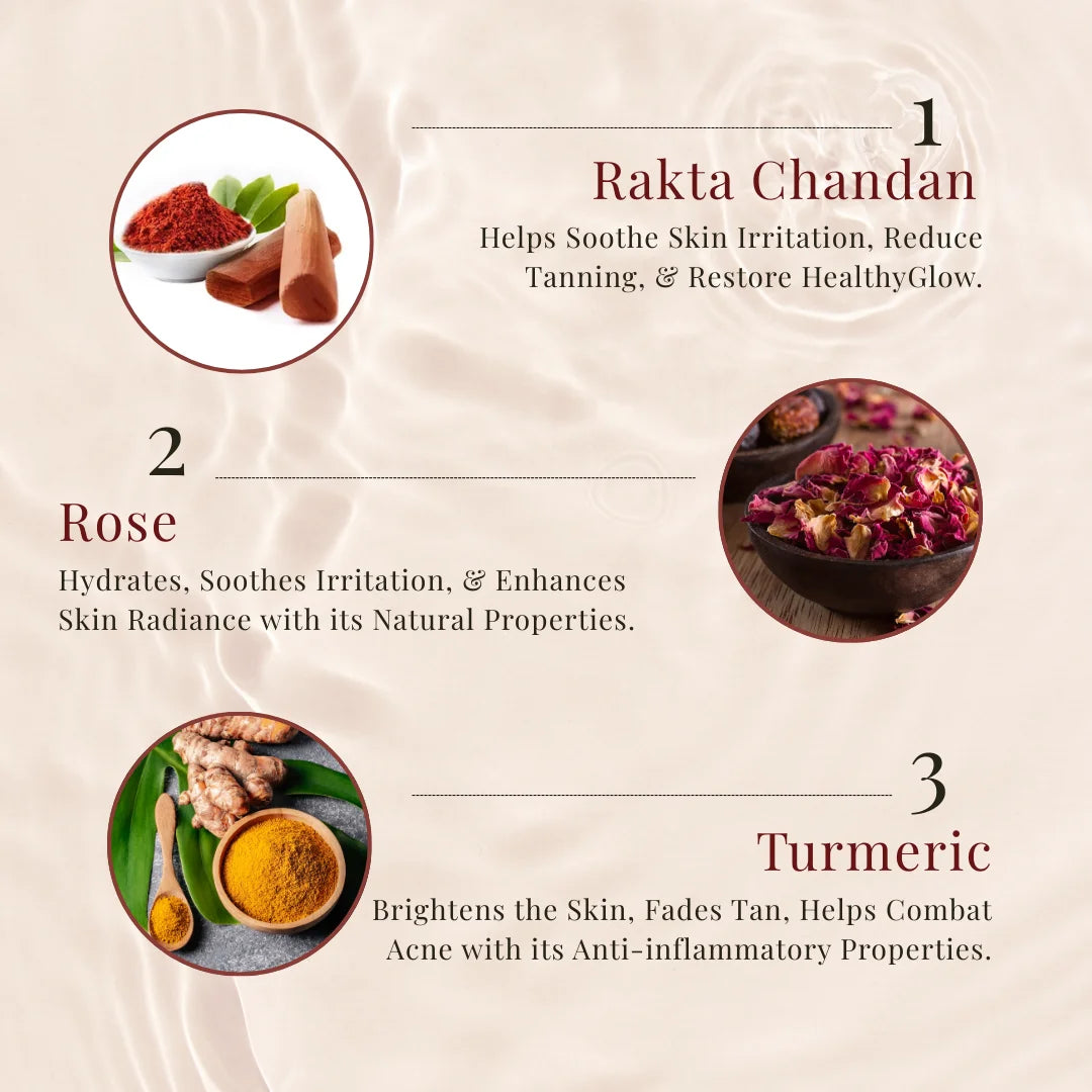 Chandana Ubtan Face Wash | Rakta Chandan, Rose,Turmeric, Saffron | Eco-Cert Surfactant and Foaming Agents | 100ml