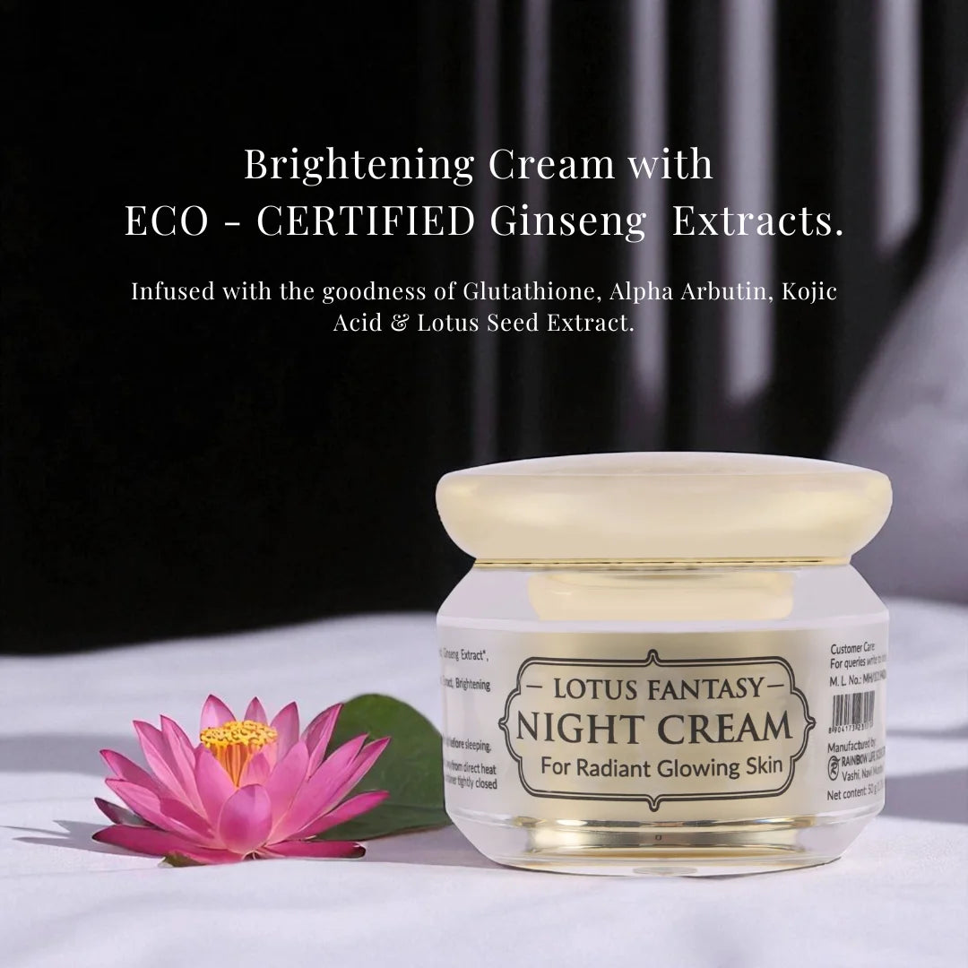 Lotus Fantasy Night Cream | Eco-Certified Ginseng Extract, Lotus Seed Extract | 50gm