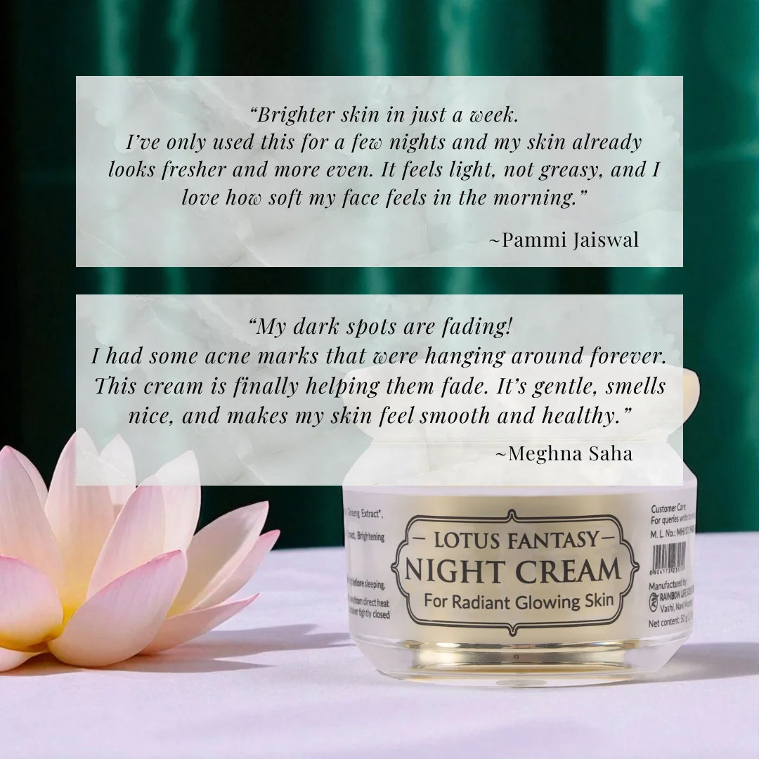 Lotus Fantasy Night Cream | Eco-Certified Ginseng Extract, Lotus Seed Extract | 50gm