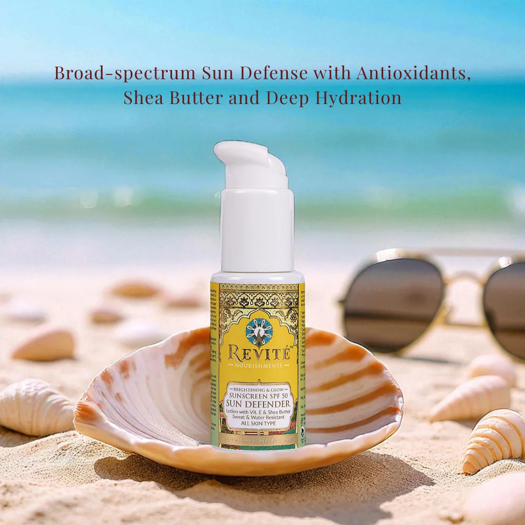 Sun Defender Sunscreen | SPF 50 PA++++ | Sunflower Oil , Shea Butter| Eco-Certified Zinc Oxide | 50ml