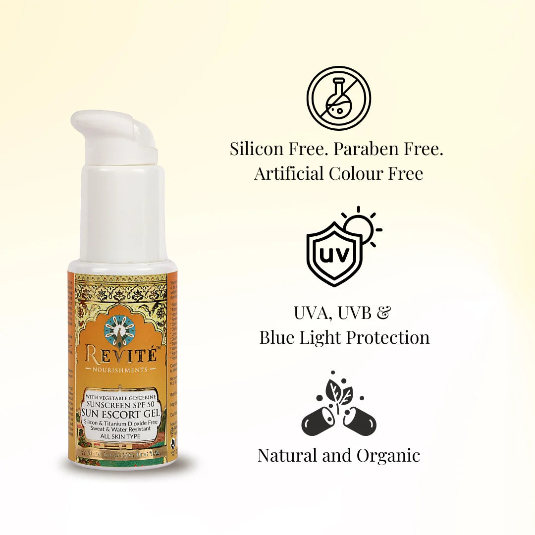 Sun Escort Gel Sunscreen SPF 50 PA++++ | natural Glutathion | Eco Cert Zinc Oxide | Free from Titanium Dioxide | 50ml