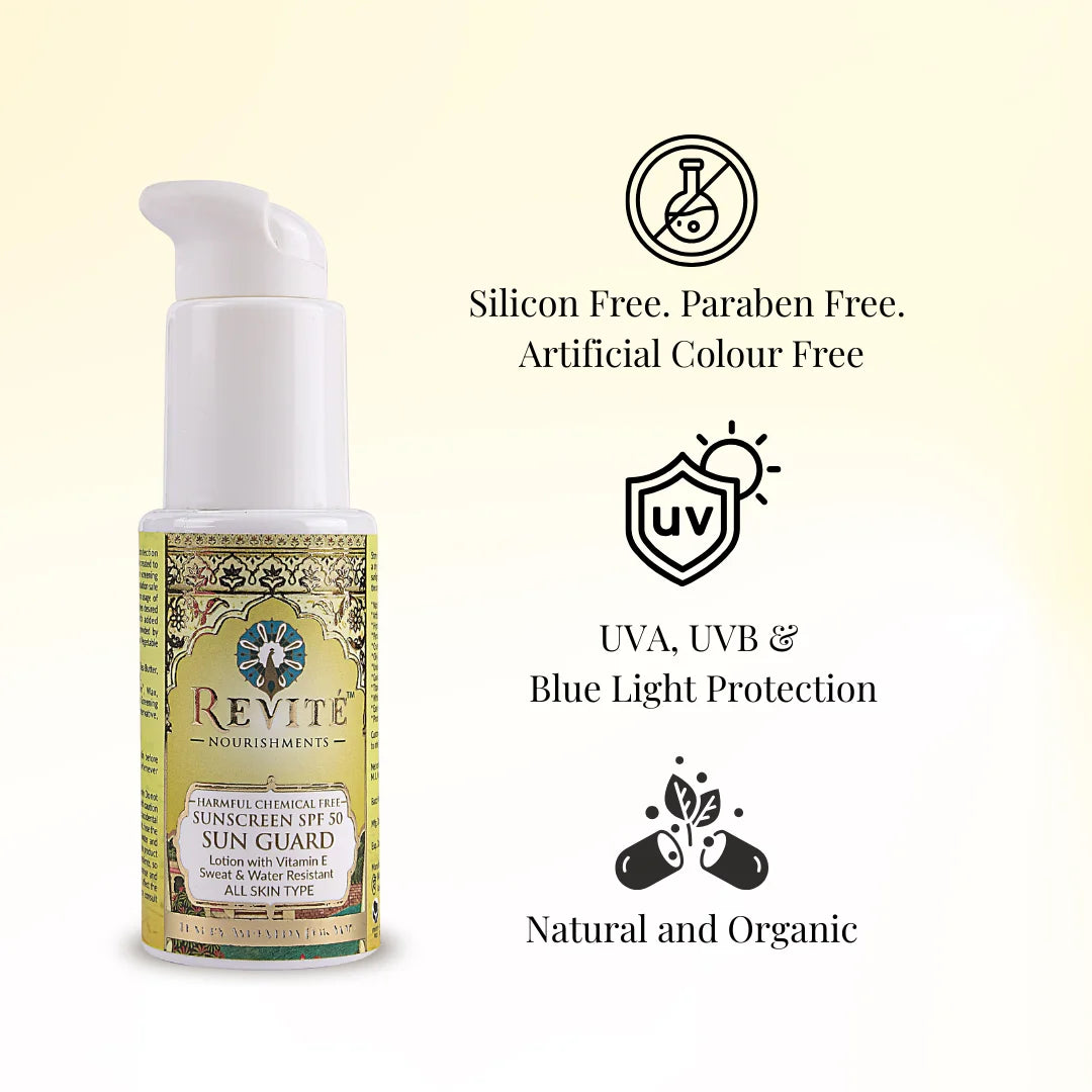 Sun Guard Cream | Sunscreen SPF 50 PA++++ | Glutathione & Eco Certified Zinc Oxide | 50ml
